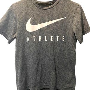 Nike • Dri-Fit T-Shirt • Grey • White Iconic Swoosh • Boys’ Size Large